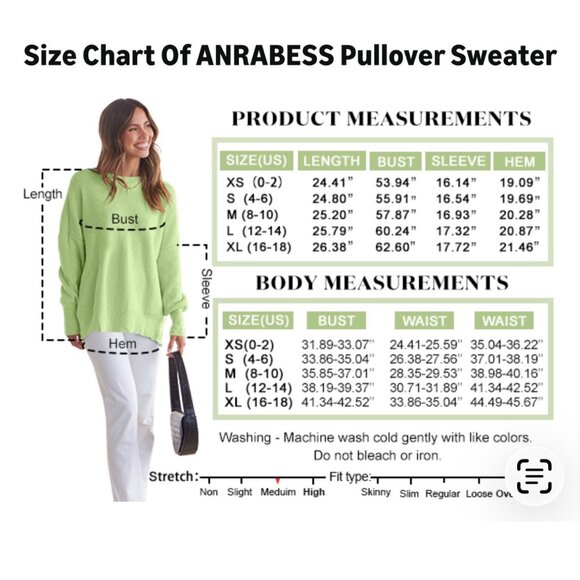 ANRABESS Oversized Batwing Sleeve Crewneck Sweater Flush Pink NWOT Size S - Picture 4 of 9